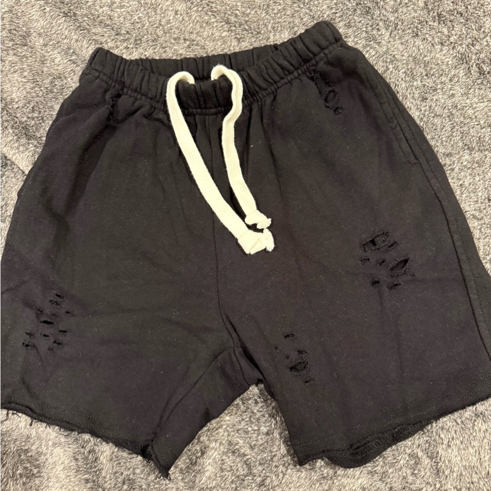 Athletic Black‎ distressed girl’s shorts with Elastic Waistband